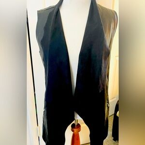Joan Vass Black Faux Leather Vest - Medium